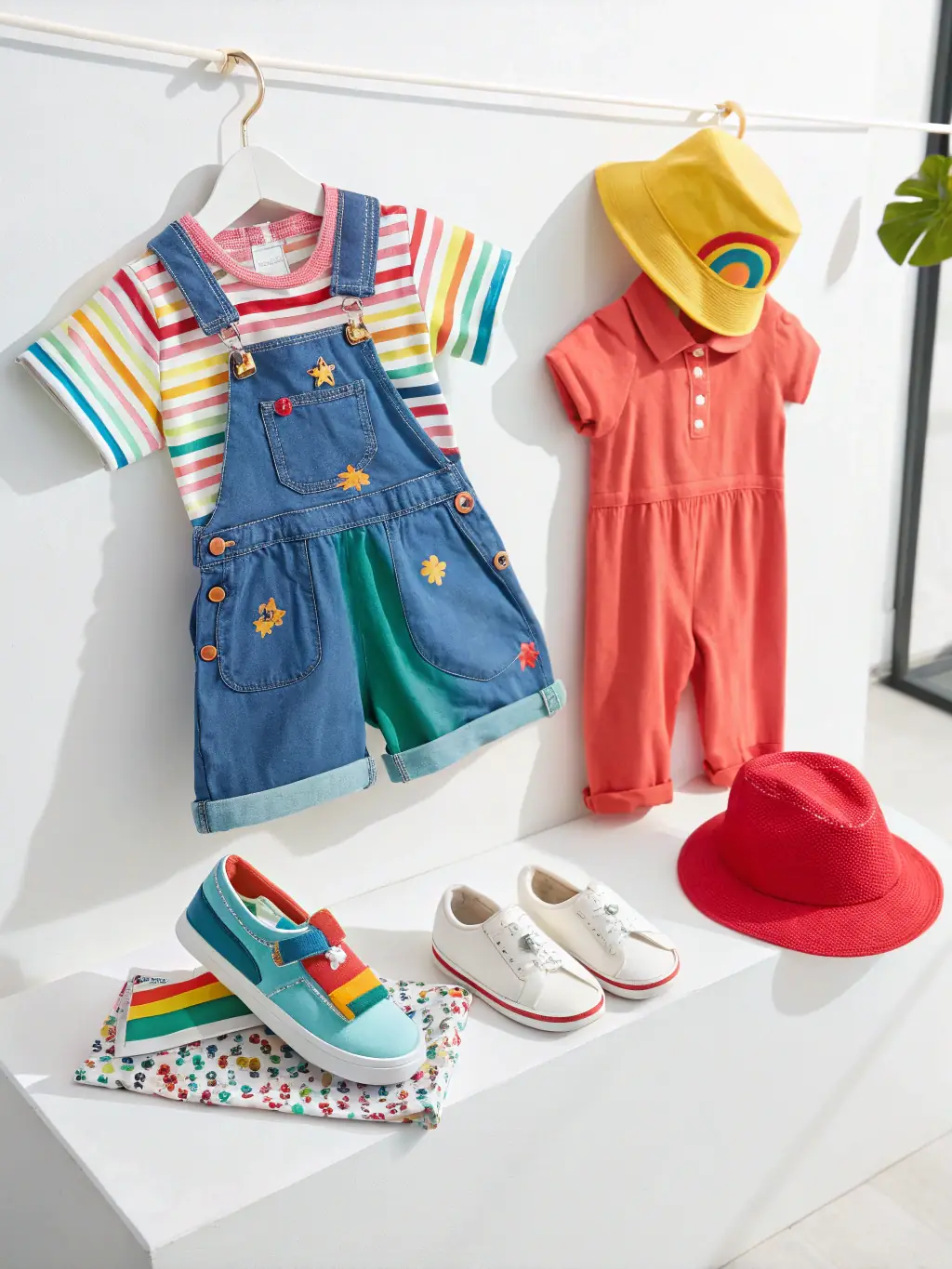 A basket filled with colorful children's clothes, freshly laundered and ready to wear, emphasizing the family-friendly laundry services of Esteem Laundry.
